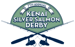 Kenai Silver Salmon Derby Logo with 2 crossed fishing rods